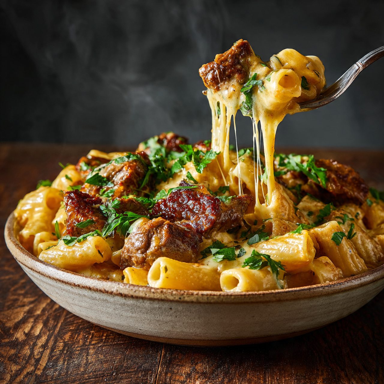Irresistible Cajun Steak Tips in Creamy Rigatoni Sauce