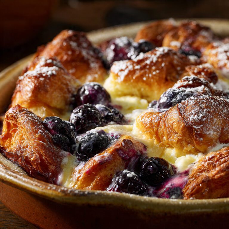 Blueberry Cream Cheese Croissant Casserole Recipe