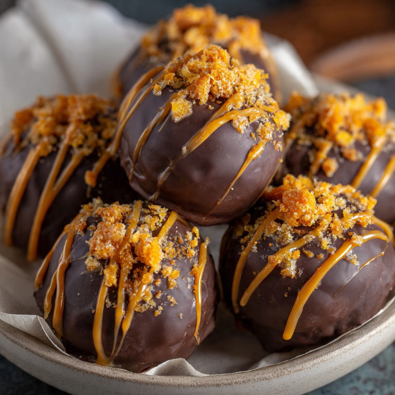 No-Bake Caramel Crunch Butterfinger Truffles