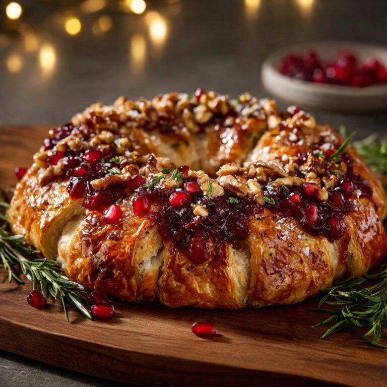 Brie Cheese and Cranberry Christmas Wreath Recipe