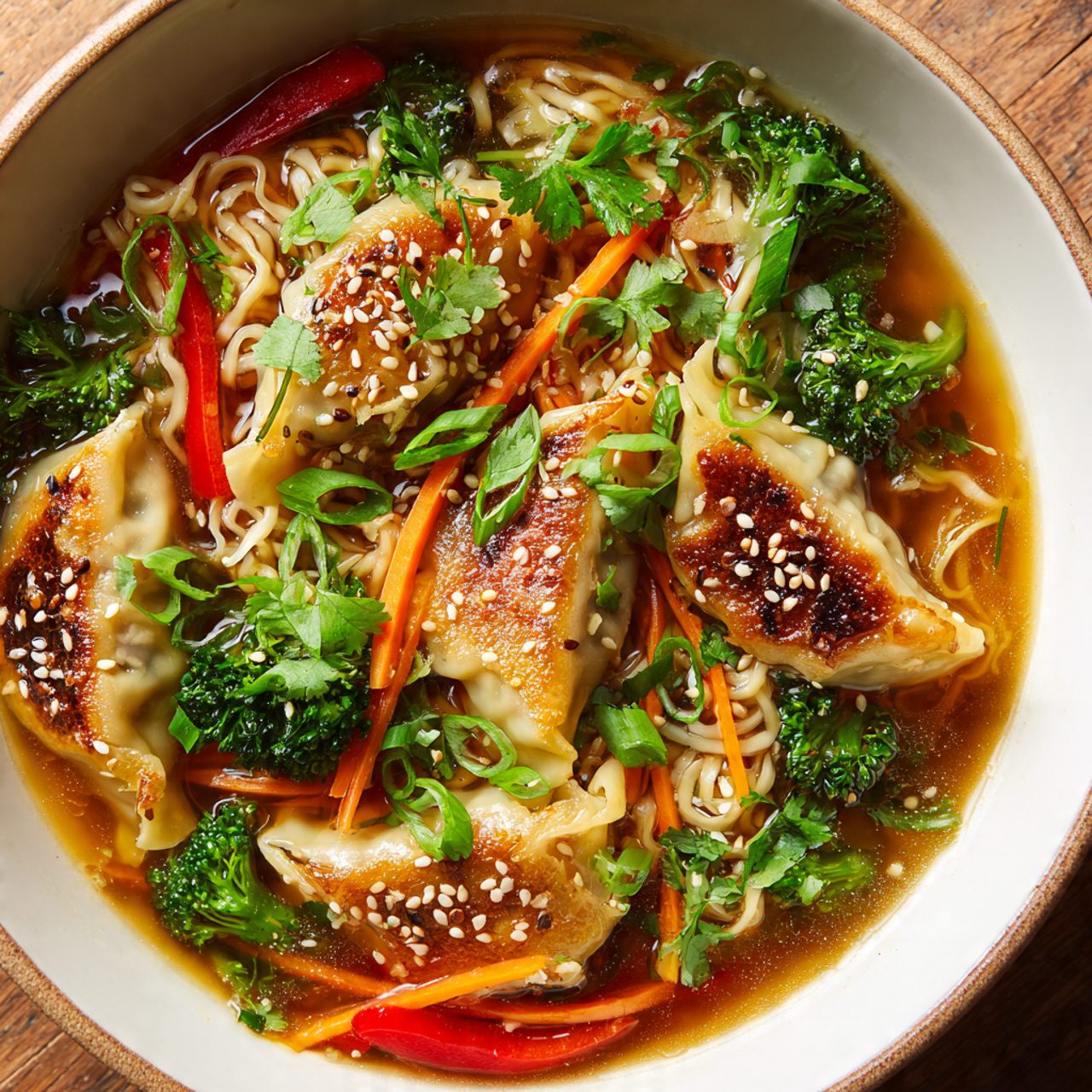 Potsticker noodle bowl