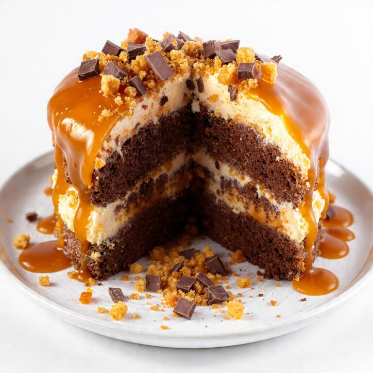 Creamy Chocolate Caramel Toffee Crunch Cake