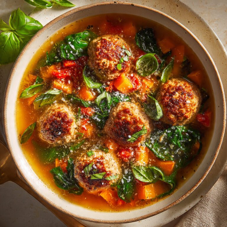 Italian meatballs soup