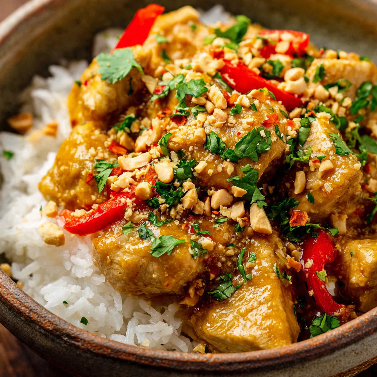 Crockpot Thai peanut chicken