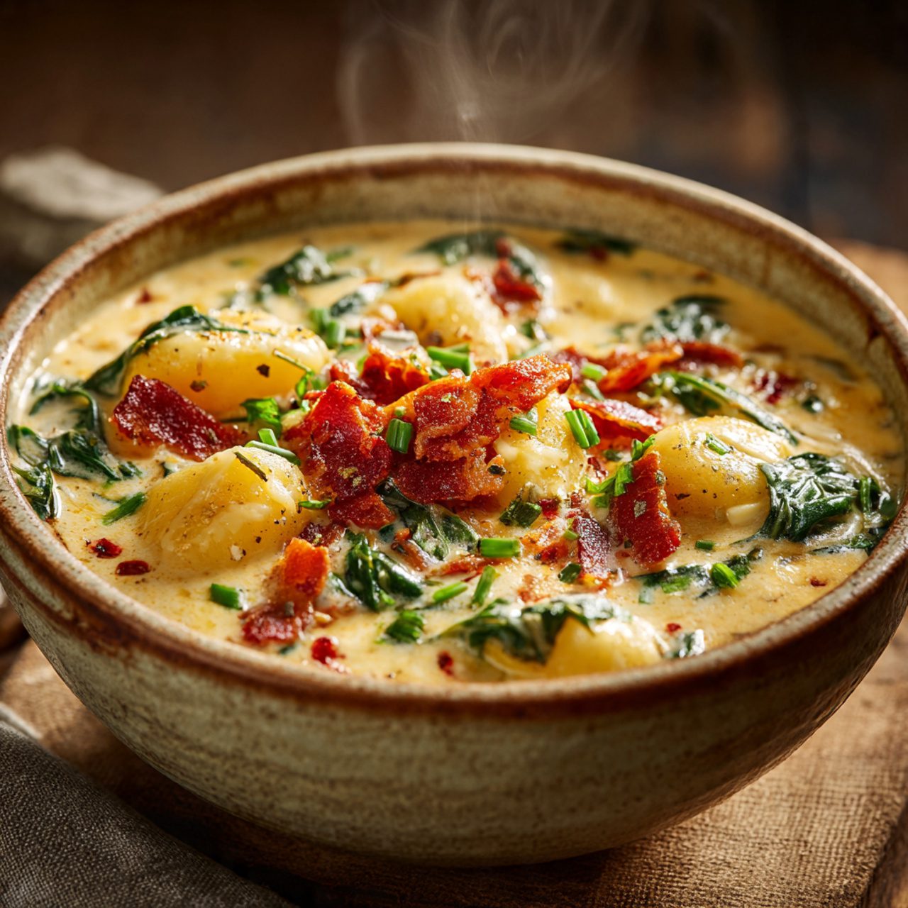 Bacon Cheddar Gnocchi Soup